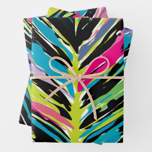 Abstract Vibrant Multicolor Tropical Leaf Wrapping Paper Sheet