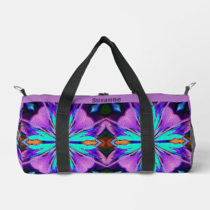 Abstract Vibrant Purple Turquoise Personalised Duffle Bag