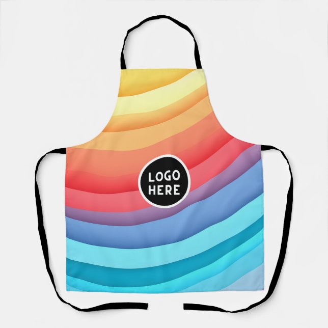 Abstract Vibrant Rainbow Waves | Add your Logo Apron (Front)
