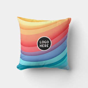 Abstract Vibrant Rainbow Waves Add your Logo Cushion