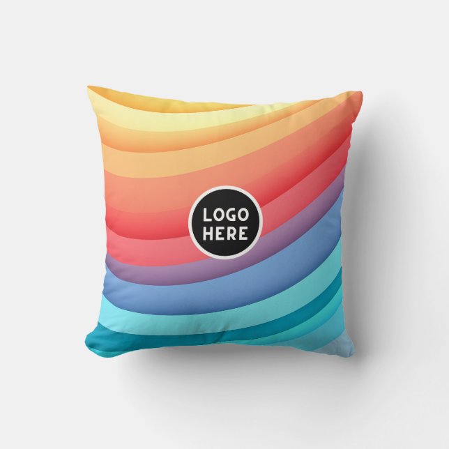 Abstract Vibrant Rainbow Waves | Add your Logo Cushion (Front)