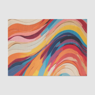 Abstract Vibrant Rainbow Wavy Stripes Tissue Paper