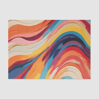 Abstract Vibrant Rainbow Wavy Stripes Tissue Paper