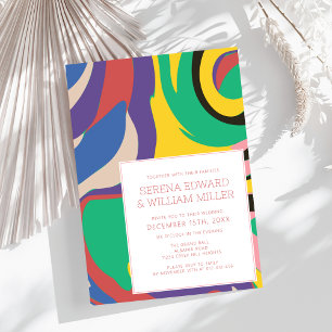 Abstract Vibrant Shapes Chic Wedding  Invitation