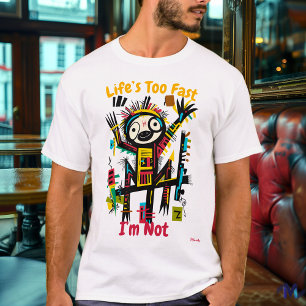 Abstract Vibrant Sloth Graphic T-Shirt