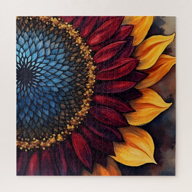 Abstract Vibrant Sunflower and Sunflower Seeds  Jigsaw Puzzle (Vertical)