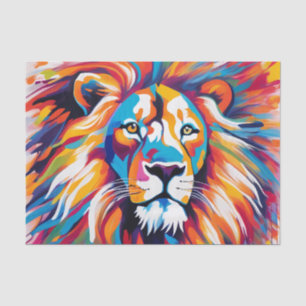 Abstract vibrant white lion portrait tissue paper