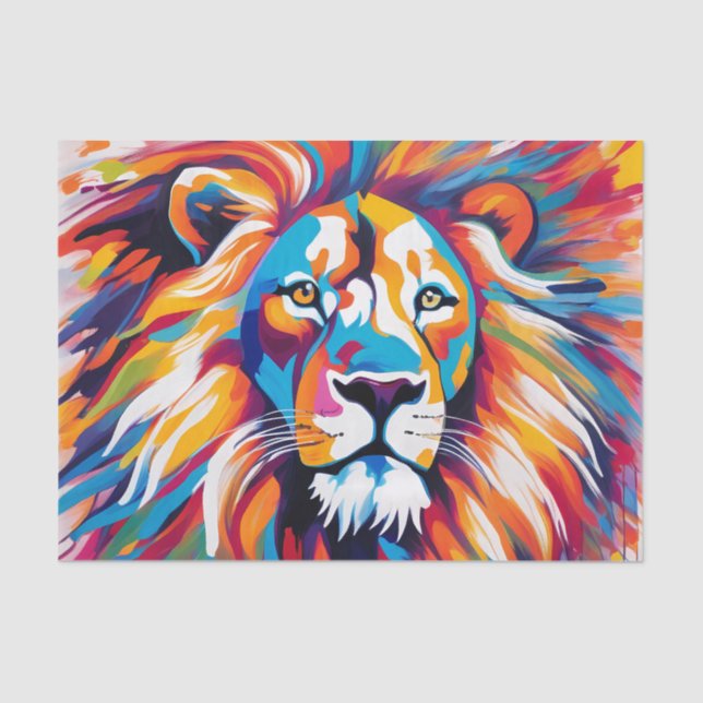 Abstract vibrant white lion portrait tissue paper (Front)
