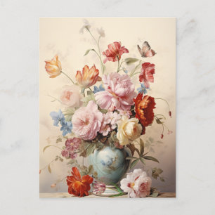 Abstract Victorian Flowers in the Vase  Postcard