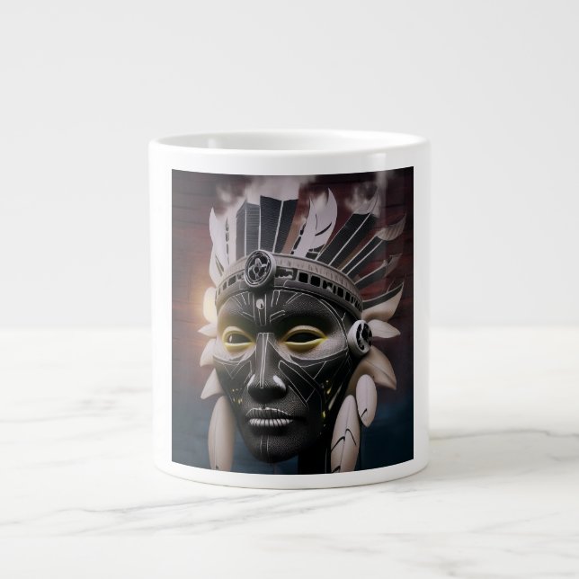 Abstract View Of Native American Chief Large Coffee Mug (Front)