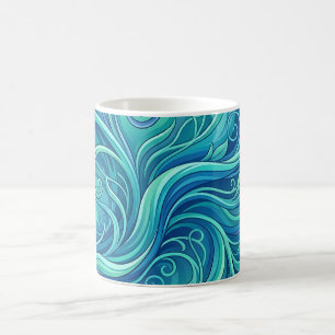 Abstract Vine Ocean Blue Coffee Mug