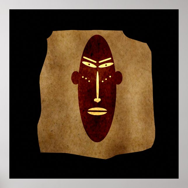 Abstract vintage African tribal face art drawing Poster (Front)
