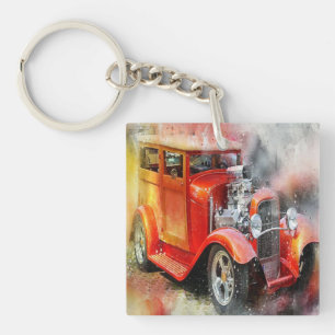 Abstract Vintage Car Acrylic Keychain