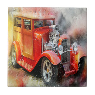 Abstract Vintage Car Ceramic Tile