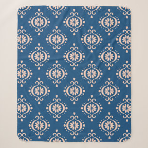 Abstract vintage damask blue background illustrati sherpa blanket