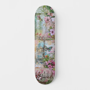 Abstract Vintage Floral Art Wide Street Skateboard