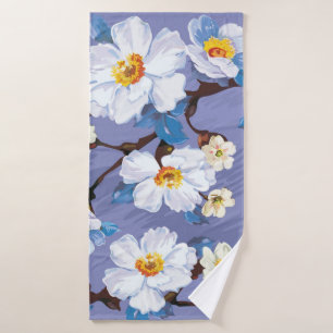Abstract vintage floral seamless pattern with bloo bath towel