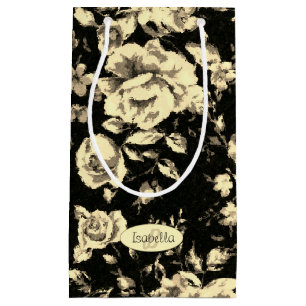Abstract vintage floral sparkle glass Monogram Small Gift Bag