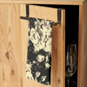 Abstract vintage floral sparkle glass texture tea towel