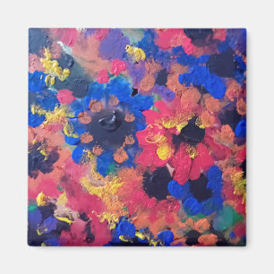 Abstract vintage flowers magnet