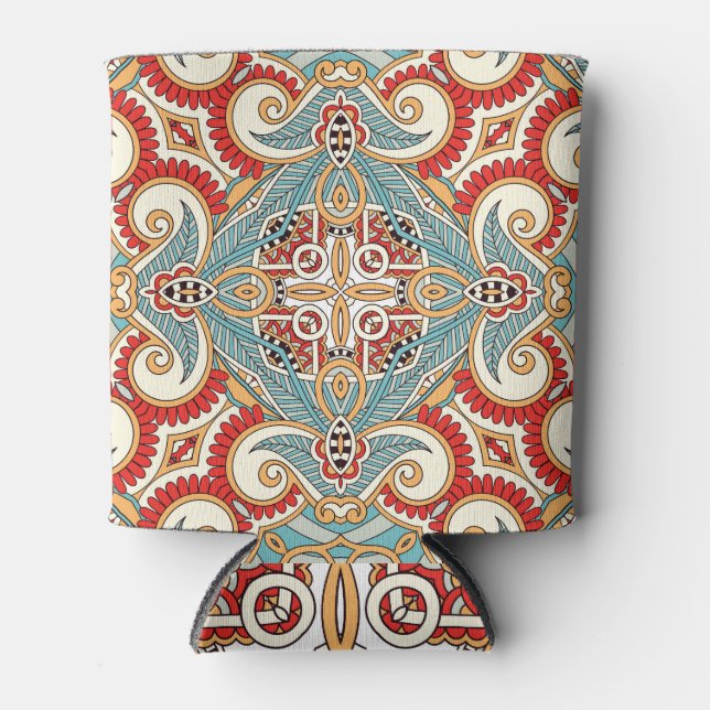 Abstract Vintage Graphical Repeat Wallpaper Can Cooler (Front)