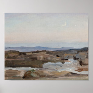 Abstract vintage landscape sunset art print