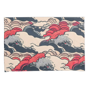Abstract Vintage Ocean Waves Japanese Style Art   Pillowcase