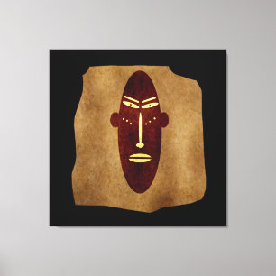 Abstract vintage old African tribal face drawing Canvas Print