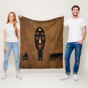 Abstract vintage old African tribal scene art Fleece Blanket