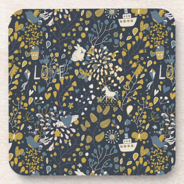 Abstract vintage pattern coaster (Front)