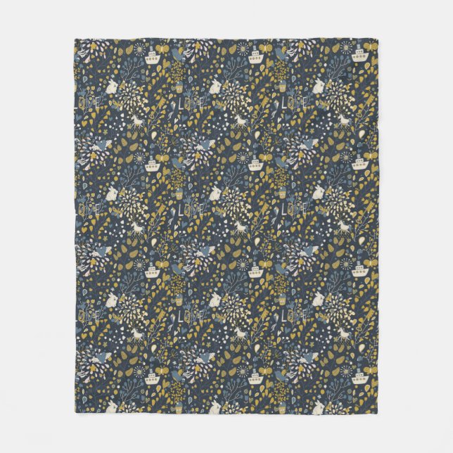 Abstract vintage pattern fleece blanket (Front)