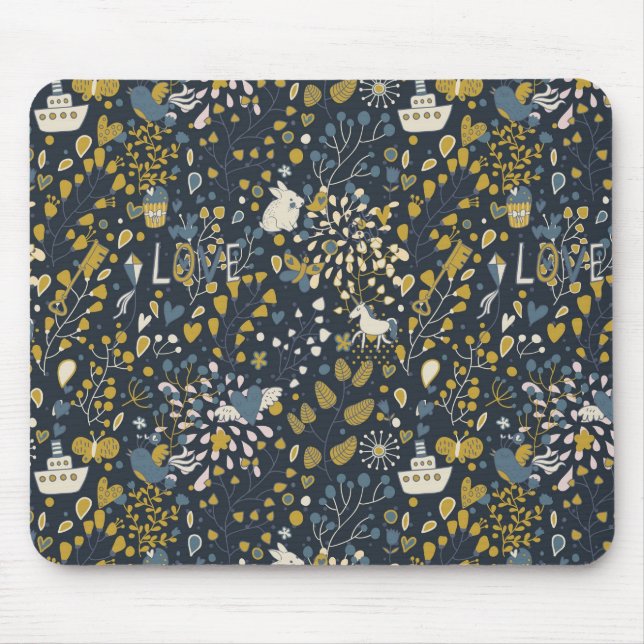 Abstract vintage pattern mouse pad (Front)