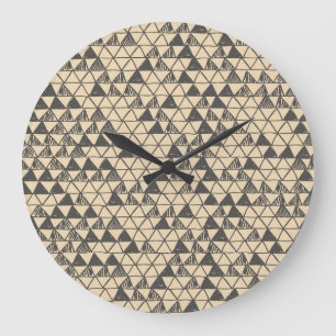 Abstract Vintage Triangle Pattern. Large Clock