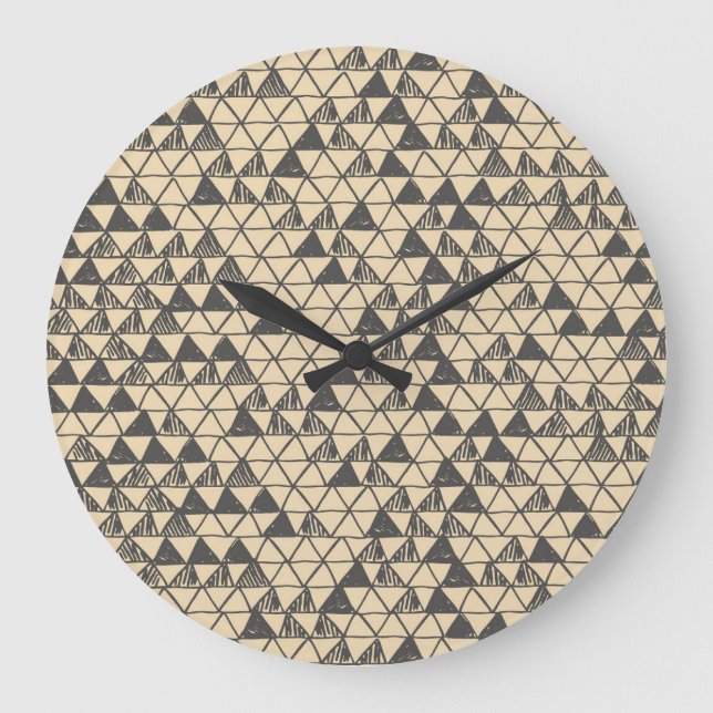 Abstract Vintage Triangle Pattern. Large Clock (Front)
