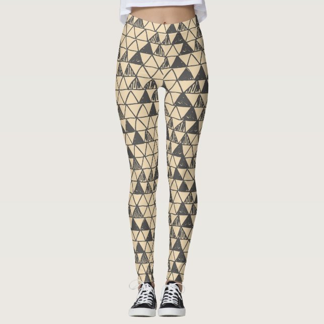 Abstract Vintage Triangle Pattern. Leggings (Front)