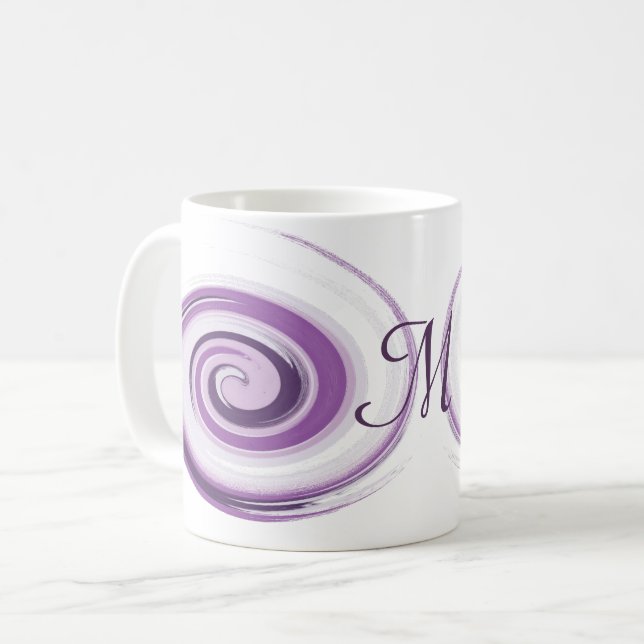 Abstract violet brush strokes spiral.Monogram. Coffee Mug (Front Left)