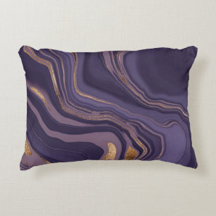 Abstract violet marble with gold decorative cushion