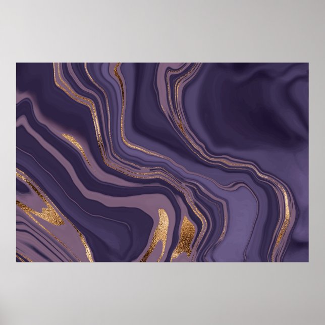 Abstract violet marble with gold poster (Front)
