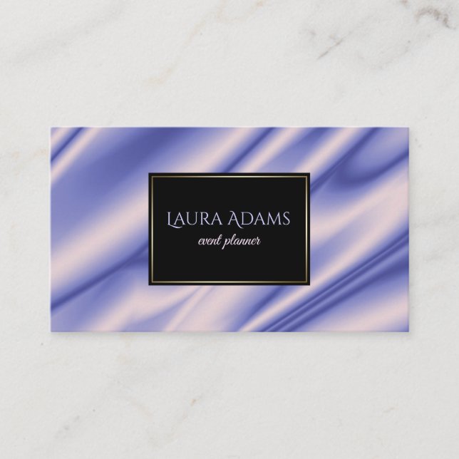 Abstract violet silk waves texture. business card (Front)