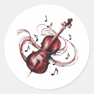 abstract violin classic round sticker