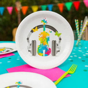 Abstract Violin Music Paper Plates