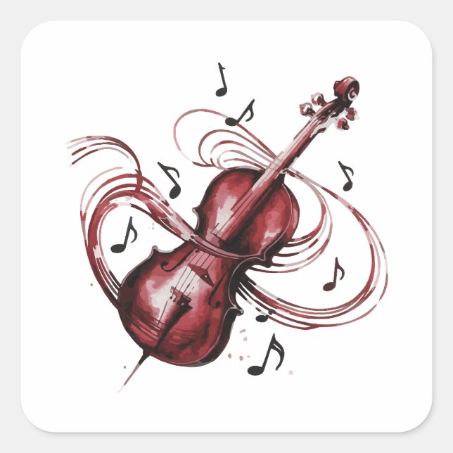 abstract violin  square sticker (Front)