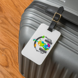 Abstract Violin with Headphones and Music Art  Luggage Tag