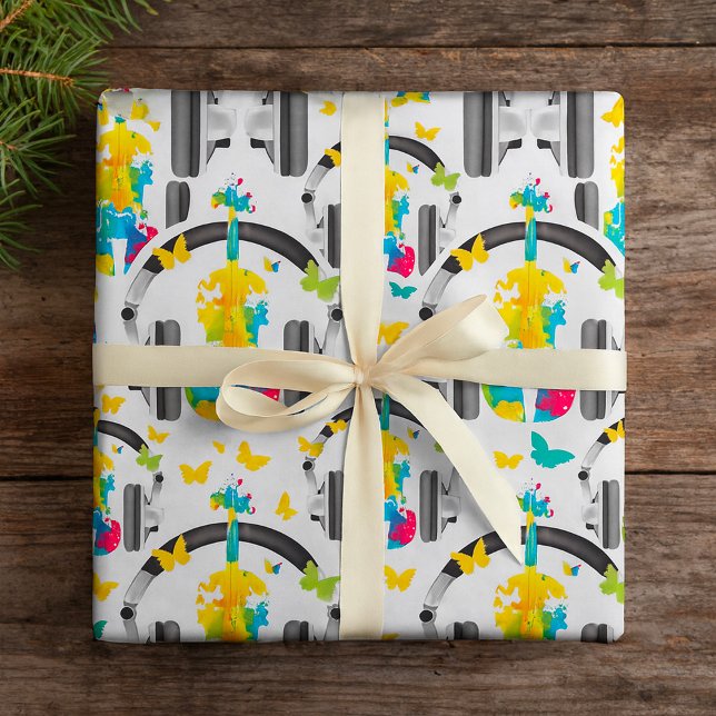 Abstract Violin with Headphones and Music Art  Wrapping Paper (Creator Uploaded)