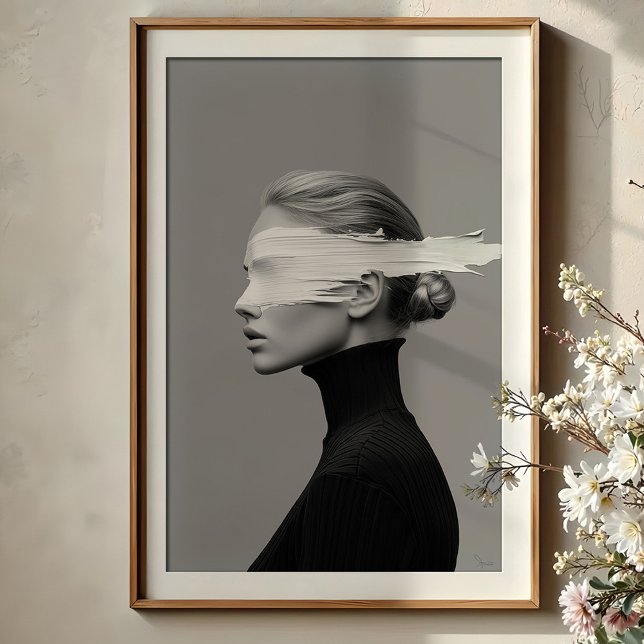 Abstract Vision: Monochrome Paint Stroke Portrait Poster (Creator Uploaded)