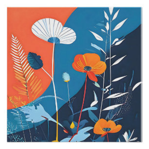 Abstract Vivid Blooms Poster