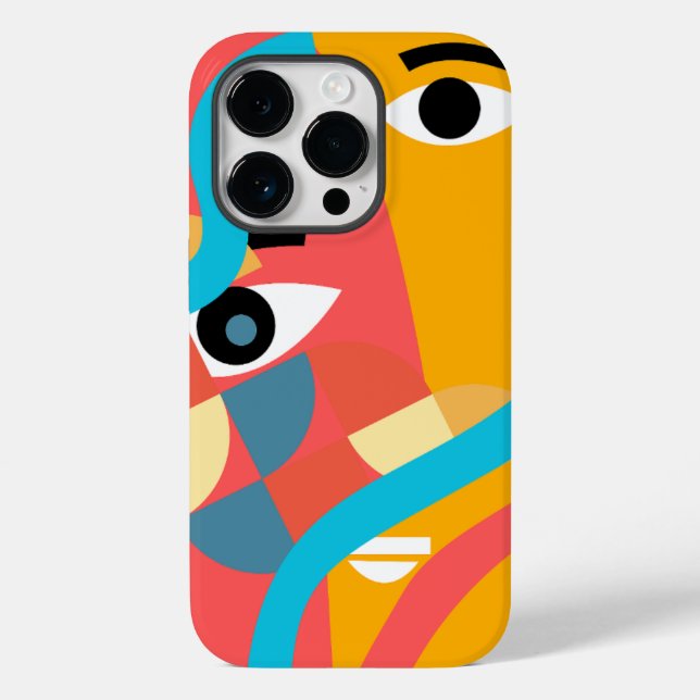 Abstract Vivid Colour Face Art iPhone Case (Back)
