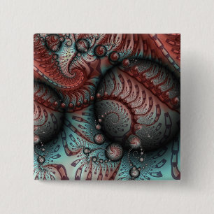 Abstract Vivid Fantasy Fractal Art Brown Blue 15 Cm Square Badge