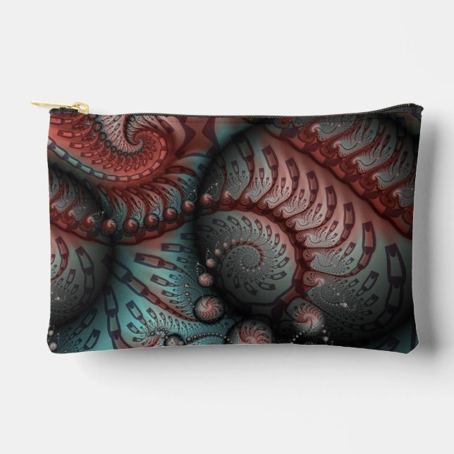 Abstract Vivid Fantasy Fractal Art Brown Blue Accessory Pouch (Front)