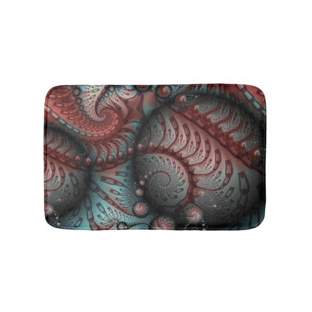 Abstract Vivid Fantasy Fractal Art Brown Blue Bath Mat (Front)